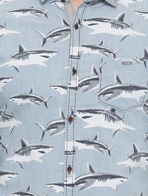 light blue cotton casual shirt - 14986980 - Standard Image - 4