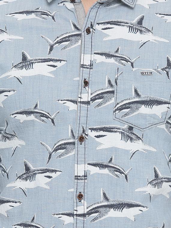 light blue cotton casual shirt - 14986980 - Zoom Image - 4