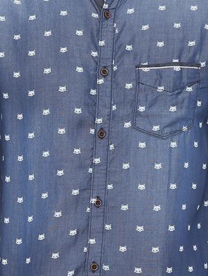dark blue denim casual shirt - 14986983 - Standard Image - 4
