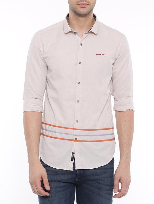beige cotton casual shirt - 14986985 - Standard Image - 1