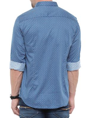 blue cotton casual shirt - 14986995 - Standard Image - 3
