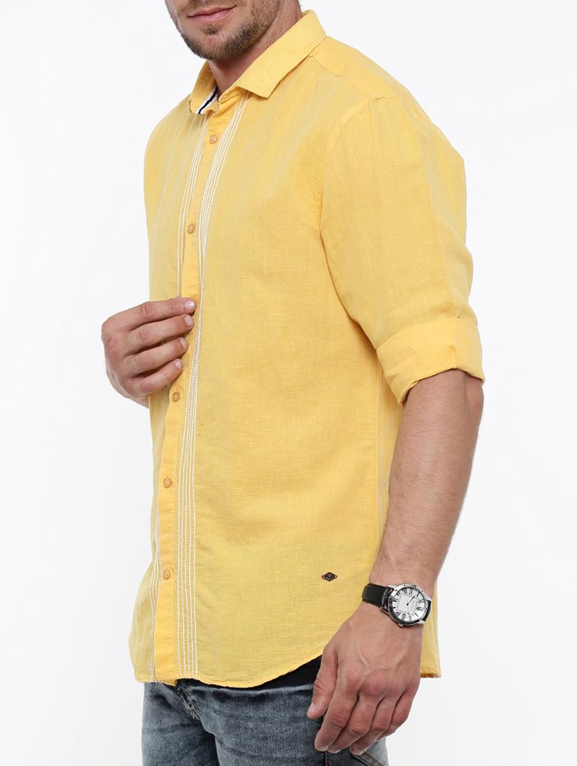 yellow linen casual shirt - 14987001 - Zoom Image - 2
