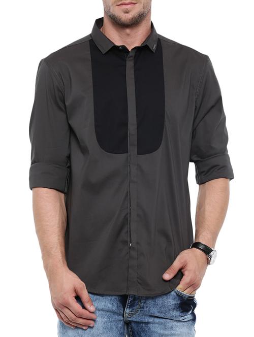 grey cotton casual shirt - 14987007 - Standard Image - 1
