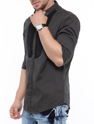 grey cotton casual shirt - 14987007 - Standard Image - 2