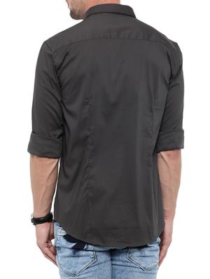 grey cotton casual shirt - 14987007 - Standard Image - 3