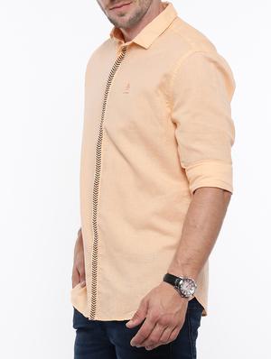 peach linen casual shirt - 14987009 - Standard Image - 2