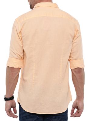 peach linen casual shirt - 14987009 - Standard Image - 3