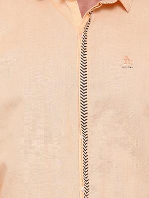 peach linen casual shirt - 14987009 - Standard Image - 4