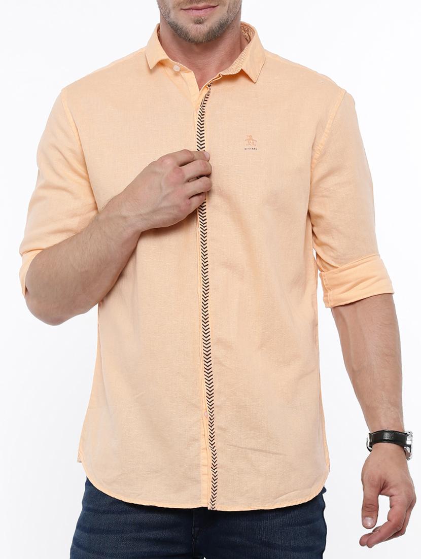 peach linen casual shirt - 14987009 - Zoom Image - 1