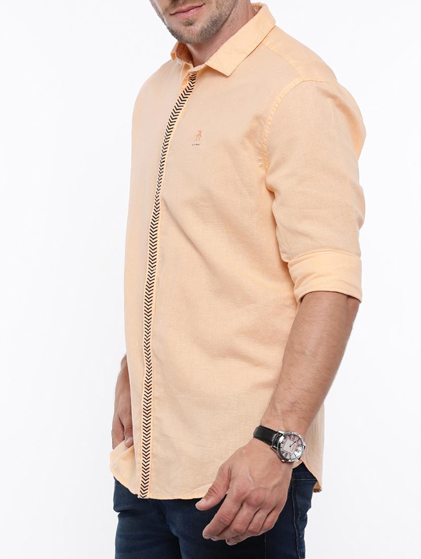 peach linen casual shirt - 14987009 - Zoom Image - 2