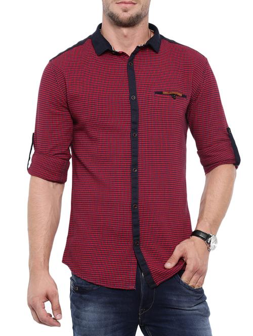 red linen casual shirt - 14987013 - Standard Image - 1