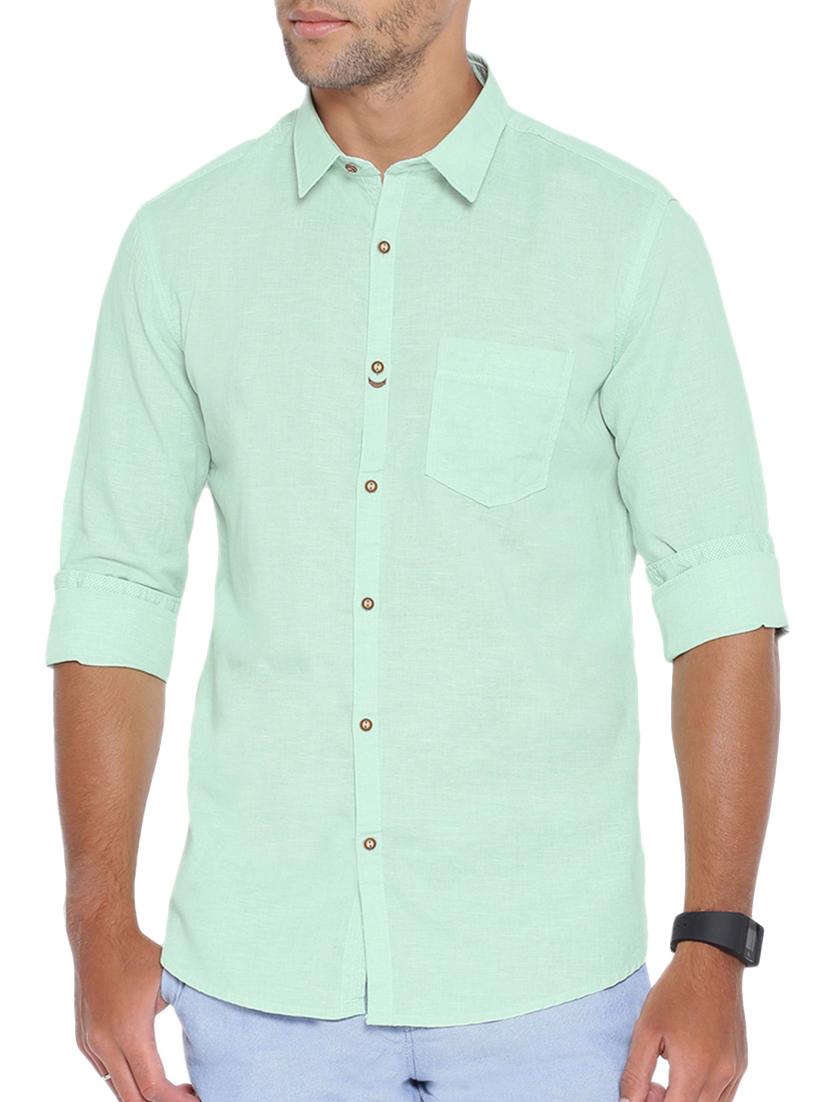 green cotton casual shirt - 14987041 - Zoom Image - 1