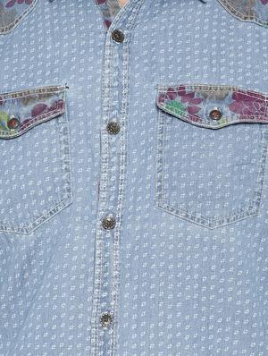 blue denim casual shirt - 14987057 - Standard Image - 4