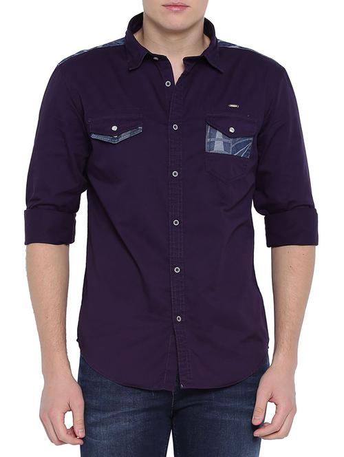 purple cotton casual shirt - 14987058 - Standard Image - 1