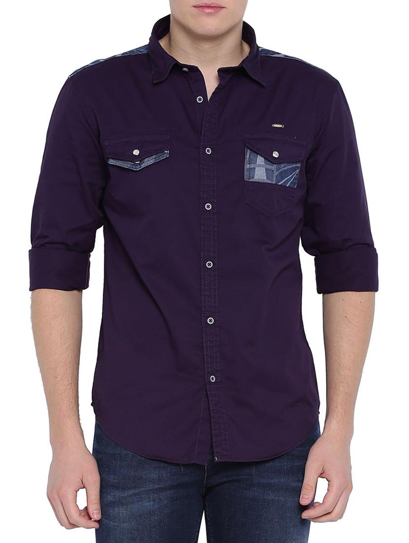 purple cotton casual shirt - 14987058 - Zoom Image - 1
