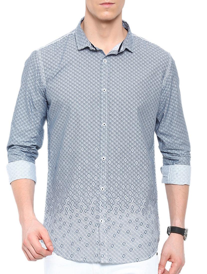 blue cotton casual shirt - 14987069 - Zoom Image - 1