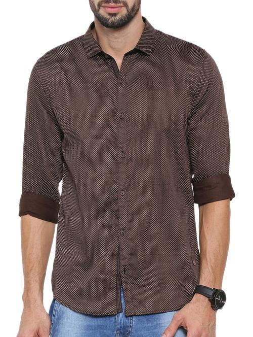 brown cotton casual shirt - 14987072 - Standard Image - 1