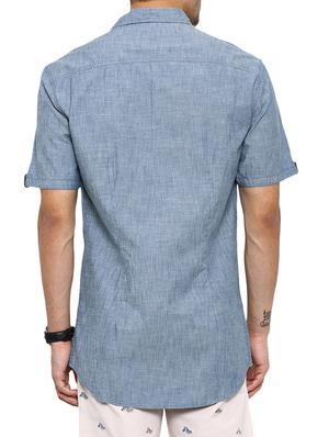 blue cotton casual shirt - 14987079 - Standard Image - 3