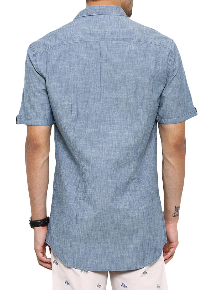 blue cotton casual shirt - 14987079 - Zoom Image - 3