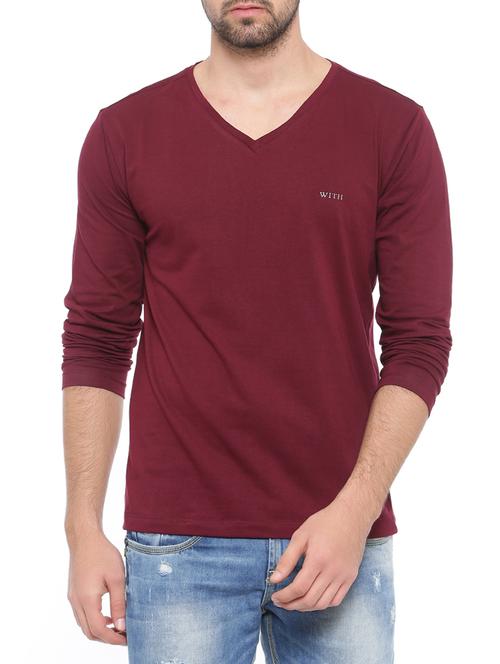 maroon cotton t-shirt - 14987088 - Standard Image - 1