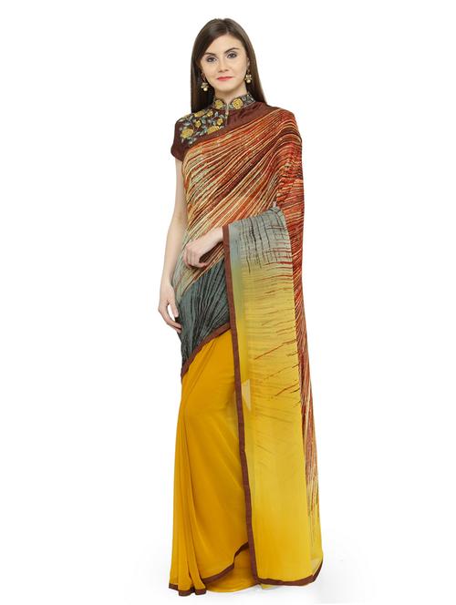 multi colored georgette printed saree with blouse - 14987258 - Standard Image - 1