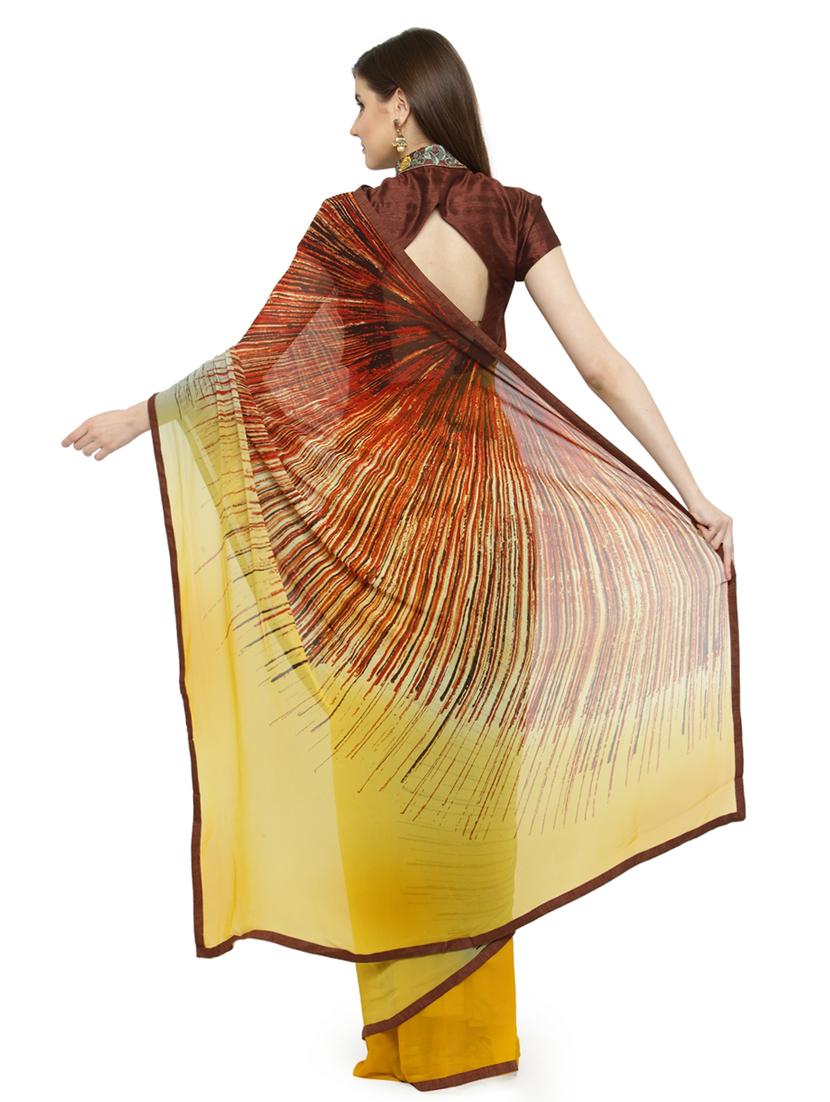 multi colored georgette printed saree with blouse - 14987258 - Zoom Image - 2
