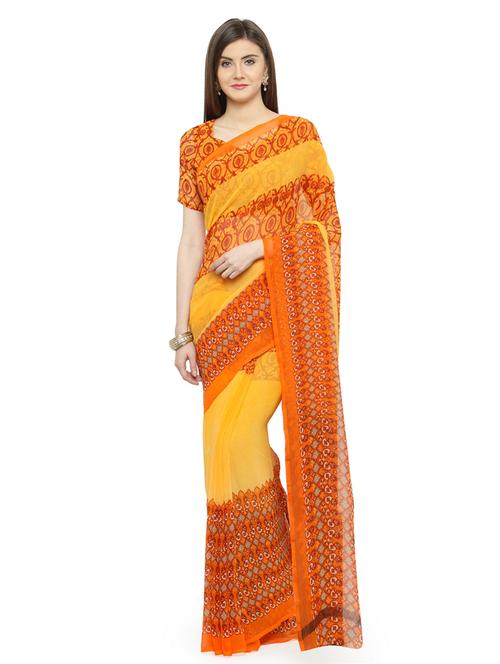 orange georgette printed saree with blouse - 14987270 - Standard Image - 1