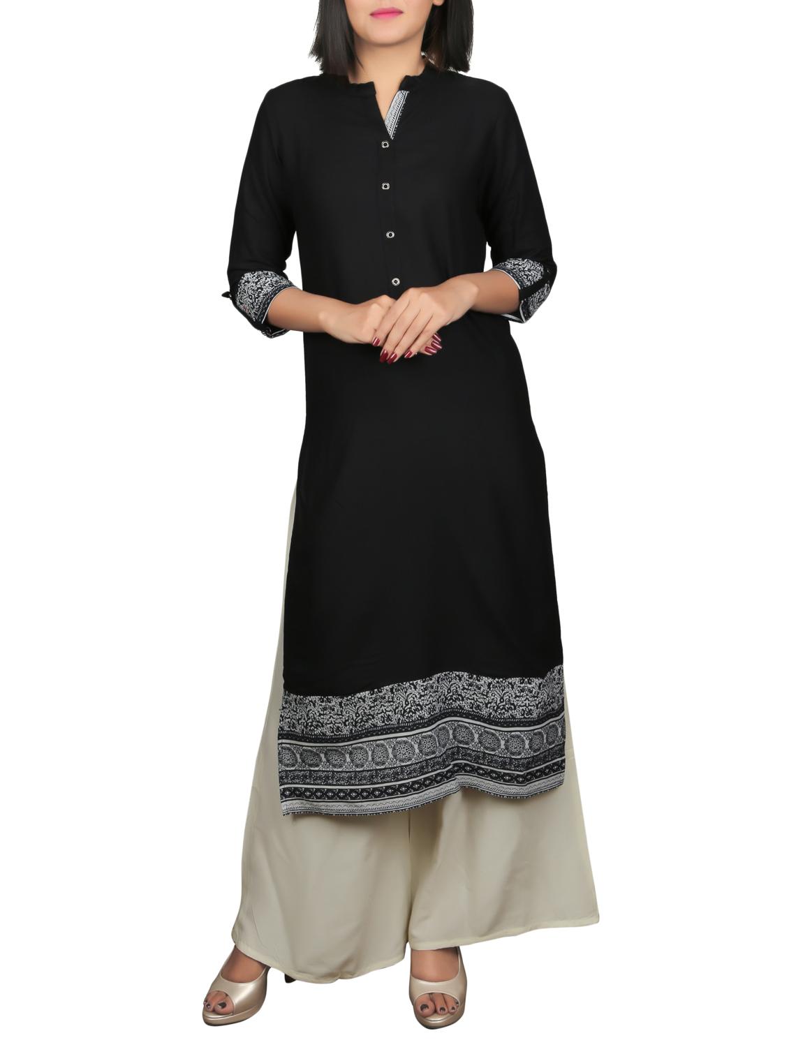 black viscose straight kurta