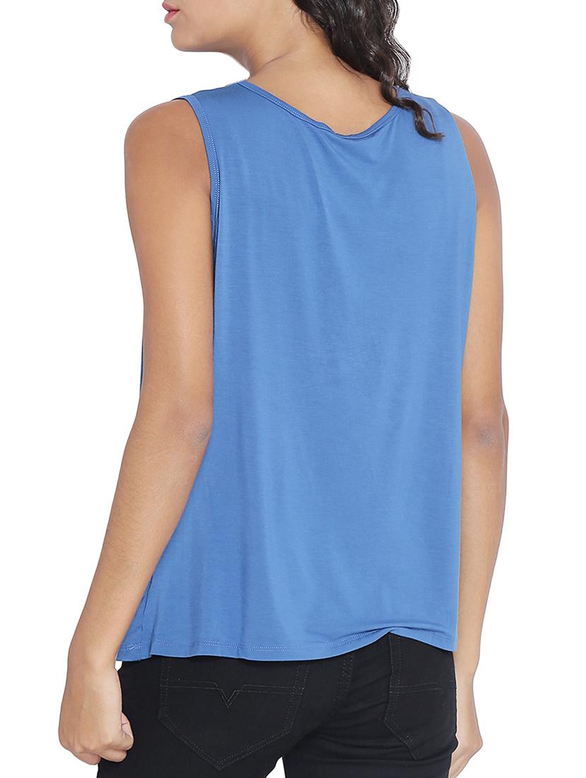 blue solid sleeveless top - 14987453 - Zoom Image - 2