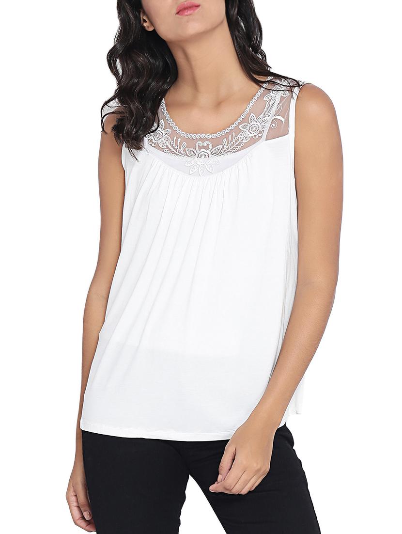 white solid sleeveless top - 14987454 - Zoom Image - 1