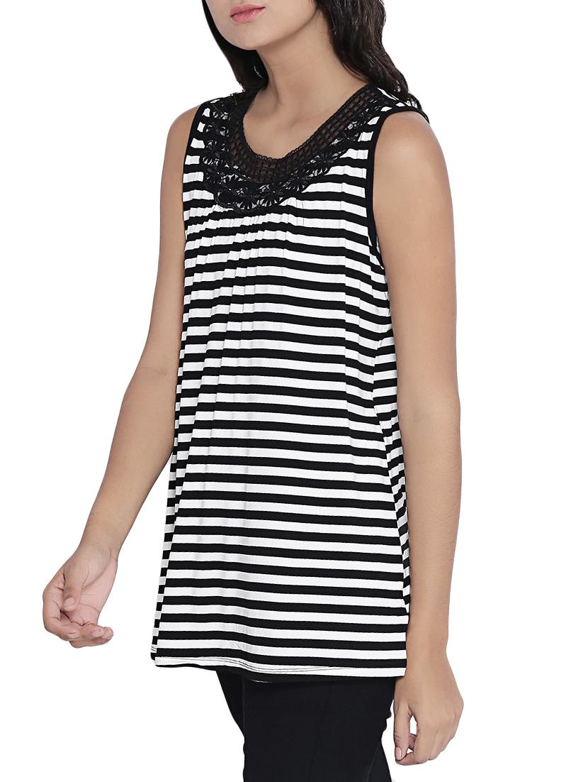 black striped poly cotton top - 14987469 - Zoom Image - 2