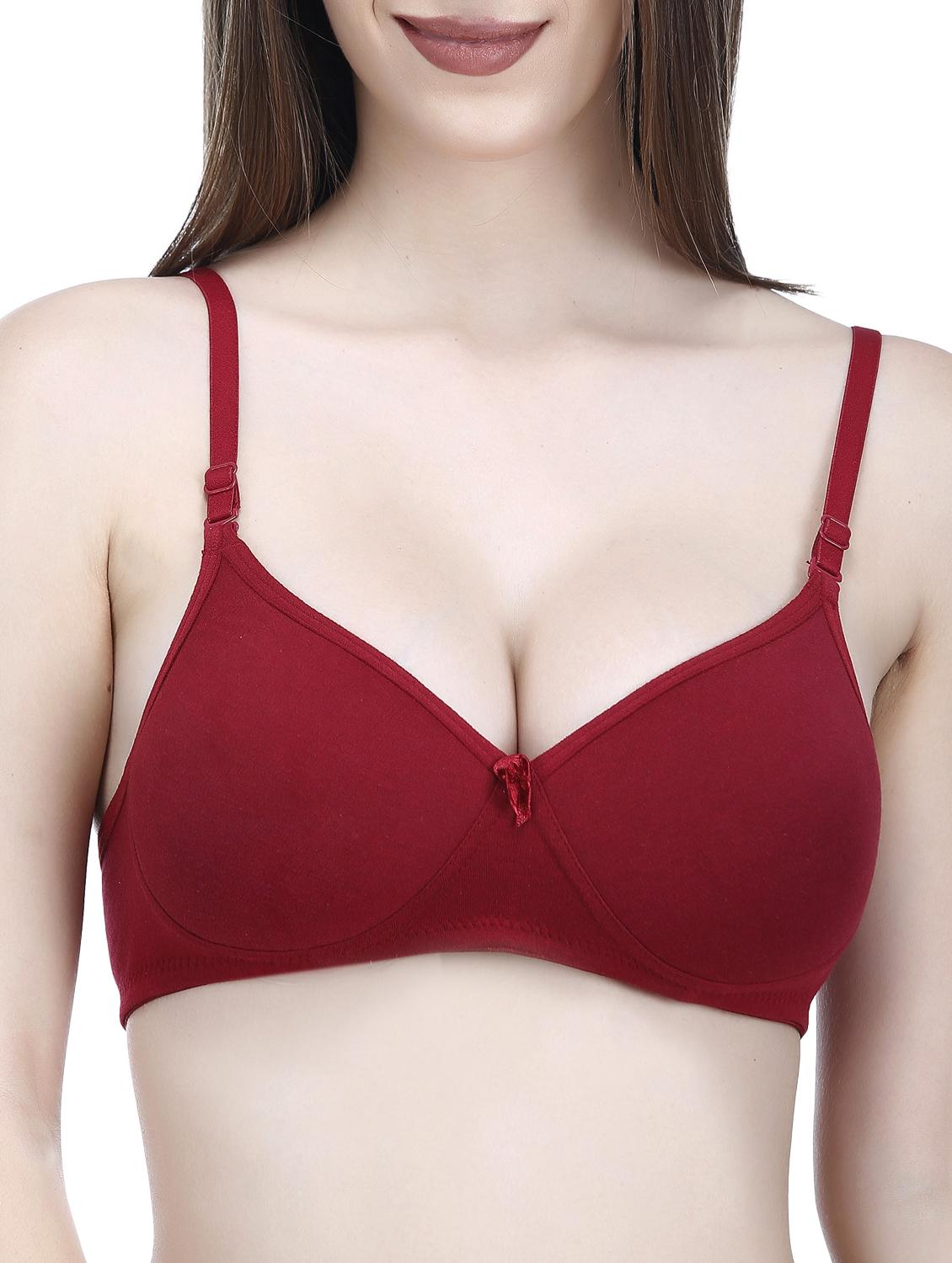solid maroon hosery bra - 14987631 - Zoom Image - 1