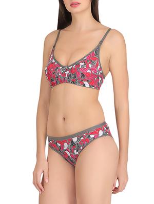 grey blended knit bras and panty set - 14987873 - Standard Image - 2