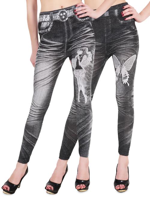 Set of 2 black printed jeggings - 14988154 - Very Small Image - 1