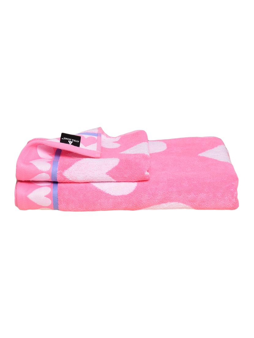 Hearts Cotton Hand Towel, 2 piece, 600 GSM, (Pink) - 14988258 - Zoom Image - 1