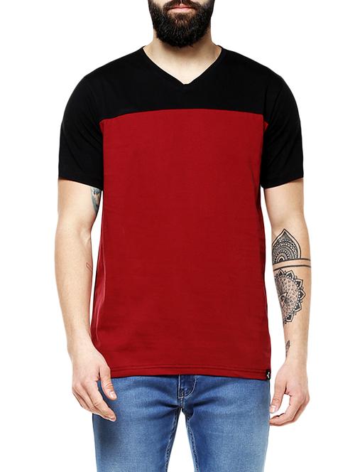 red color block t-shirt - 14988490 - Standard Image - 1