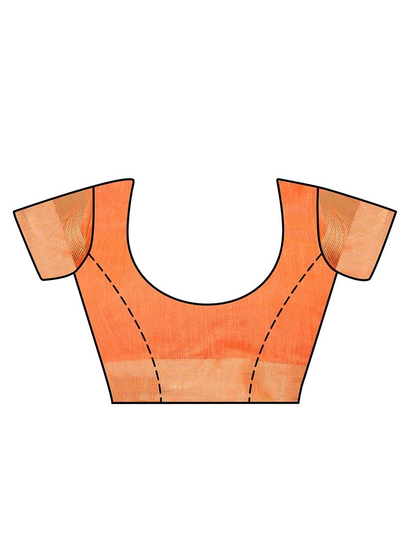 orange art silk woven saree with blouse - 14989121 - Zoom Image - 3