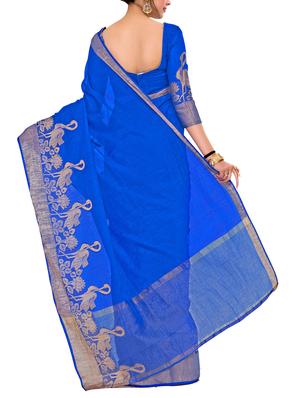 blue art silk woven saree with blouse - 14989123 - Standard Image - 2