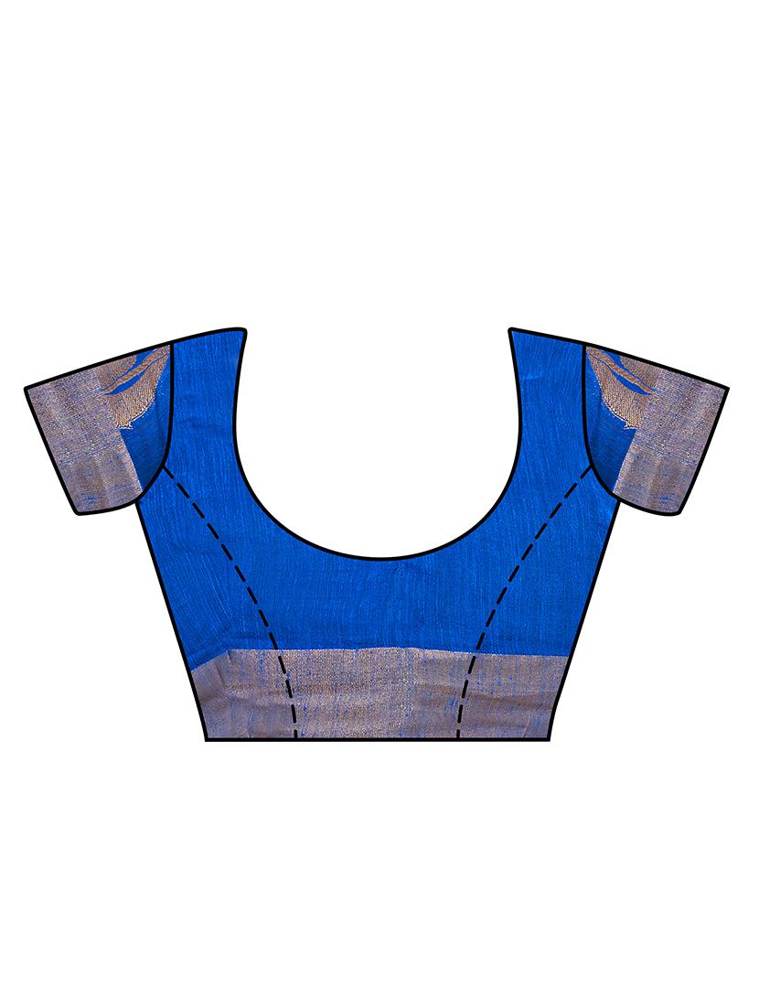 blue art silk woven saree with blouse - 14989123 - Zoom Image - 3