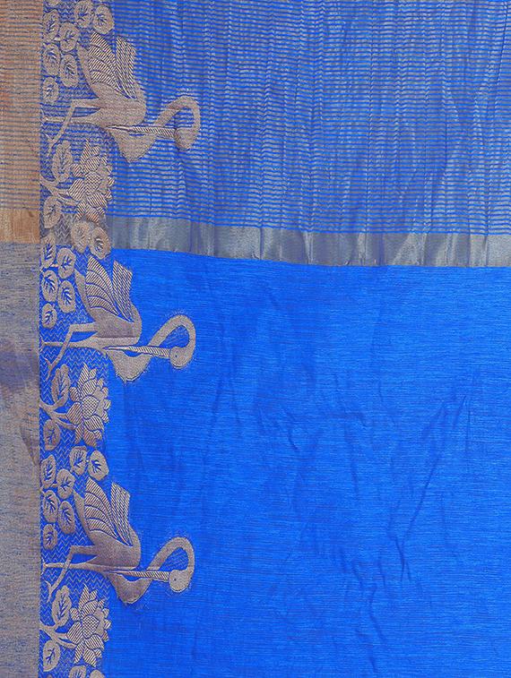 blue art silk woven saree with blouse - 14989123 - Zoom Image - 4
