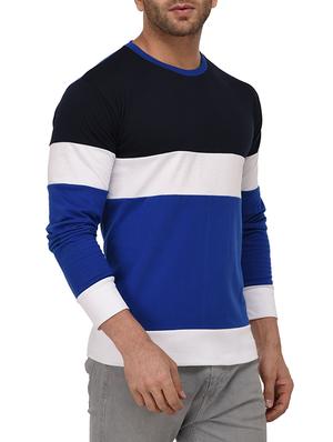 blue cotton color block tshirt - 14989491 - Standard Image - 2