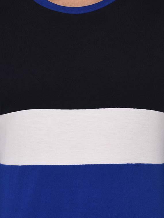 blue cotton color block tshirt - 14989491 - Zoom Image - 4