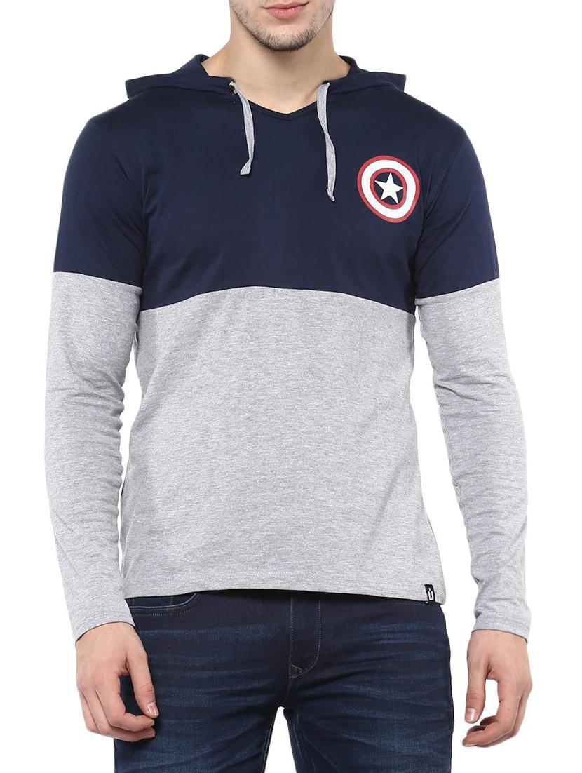 grey cotton color block t-shirt - 14989956 - Zoom Image - 1
