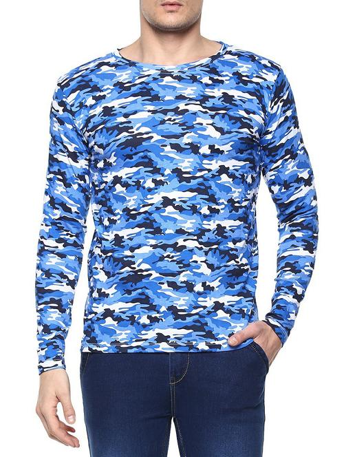 blue cotton all over print tshirt - 14989958 - Standard Image - 1