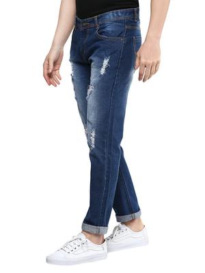 blue cotton ripped jeans - 14989971 - Standard Image - 2