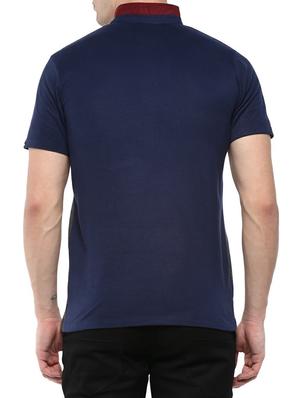 grey color block collared t-shirt - 14989983 - Standard Image - 3