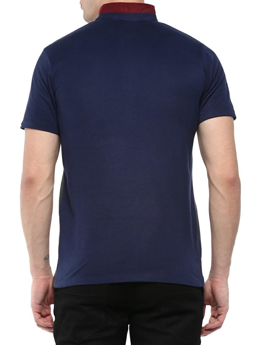 grey color block collared t-shirt - 14989983 - Zoom Image - 3