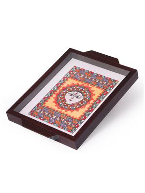 madhubani folk art decorative tray with brightness of sun - 14989984 - Standard Image - 2