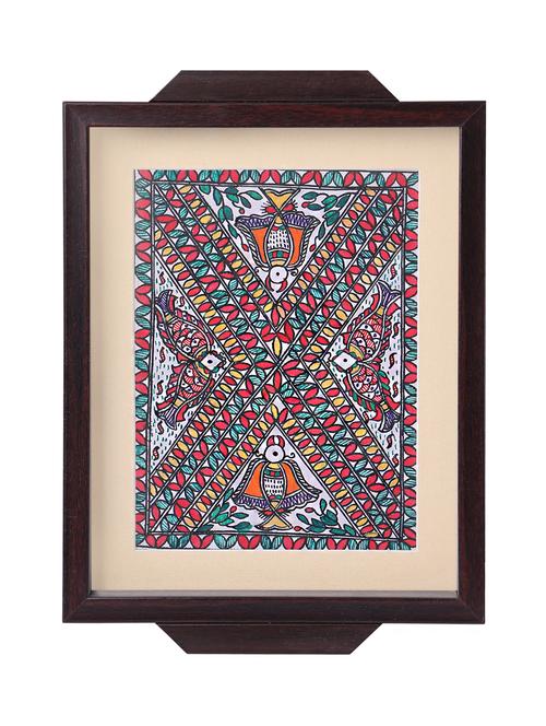 madhubani folk art decorative tray with aquatic life - 14989986 - Standard Image - 1