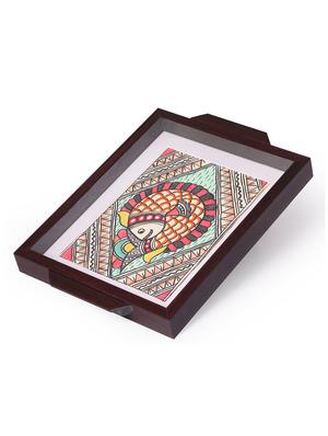 madhubani folk art decorative tray with multicolored fishes - 14989990 - Standard Image - 2
